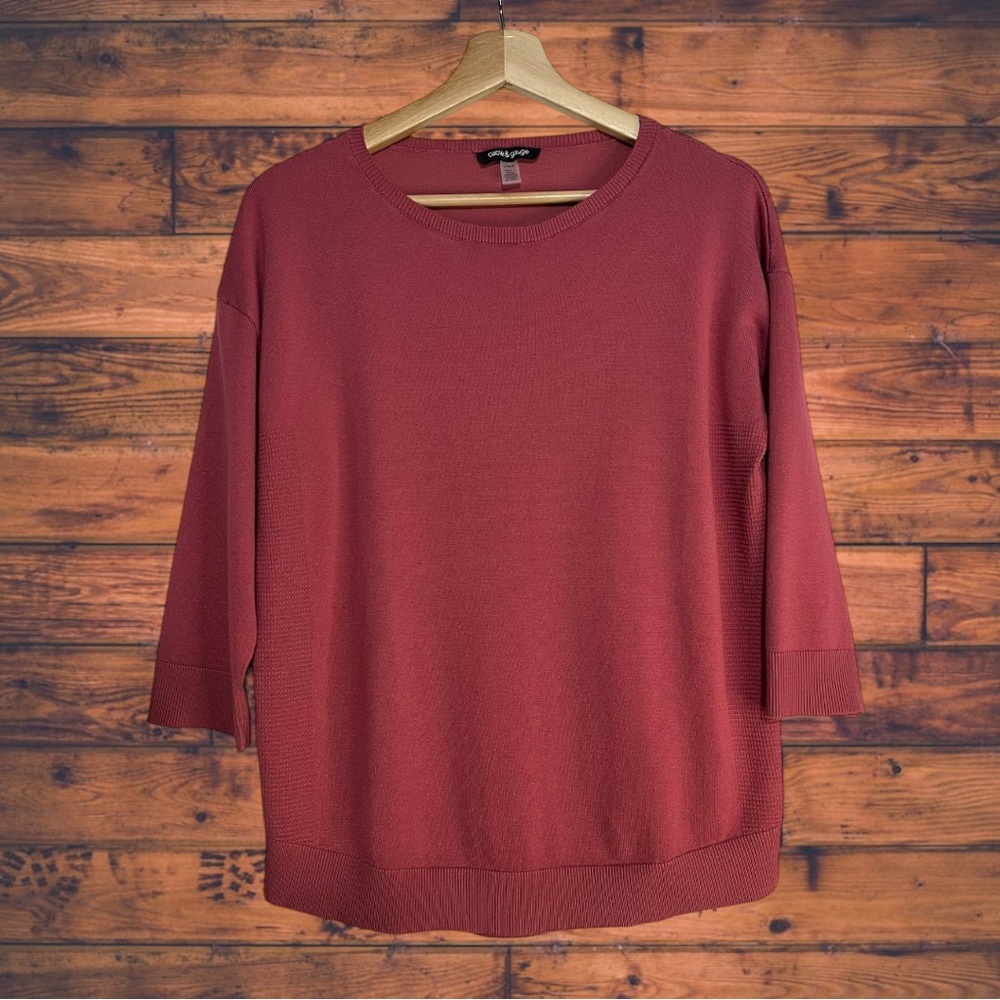 5 for $25🔥Cable & Gauge Blush Pink Pullover Quarter Sleeve Sweater Large